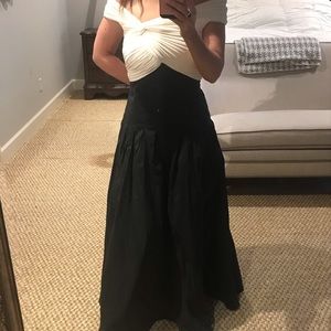 Tardashi back and ivory formal gown or prom dress